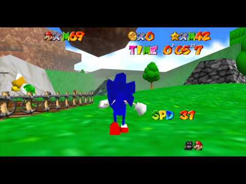 sanic vs kappa teh quak + Angel Island Zone Act 3 [SM64 Hack TAS]
