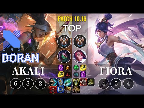 DRX Doran Akali vs Fiora Top - KR Patch 10.16