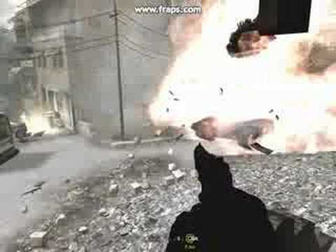 Call of Duty 4 - Tank blasting through a house