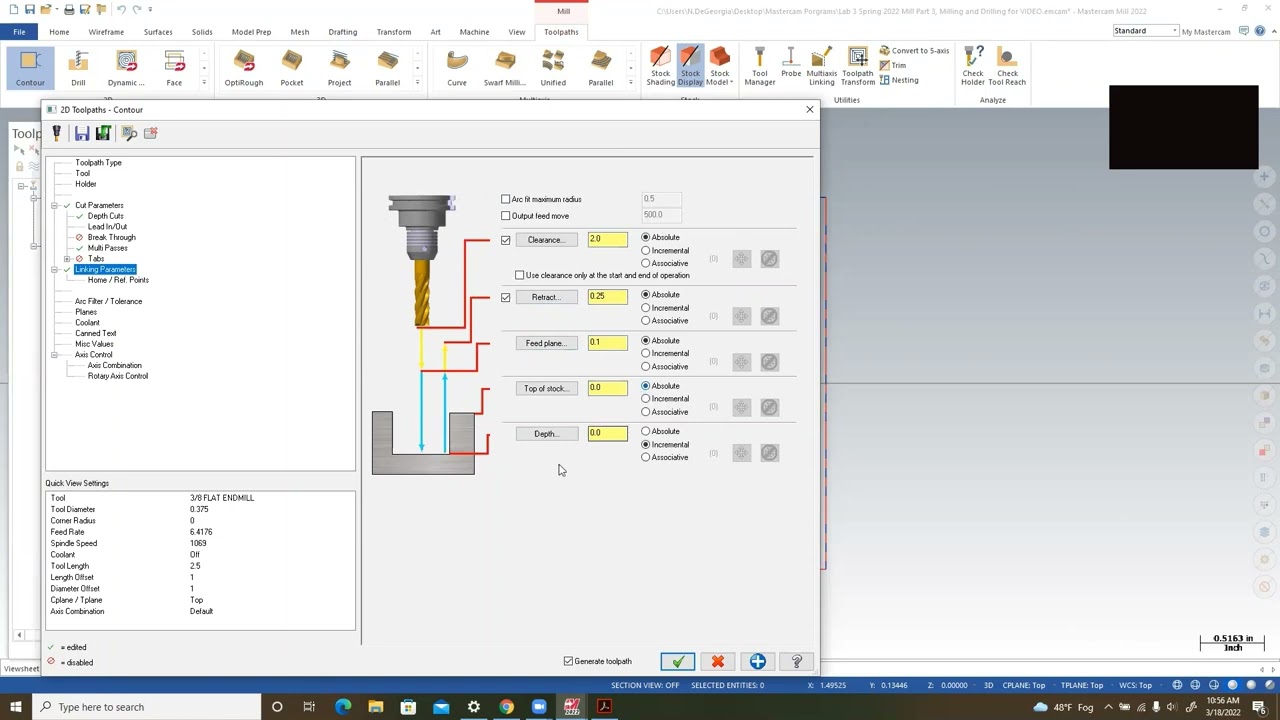 Simple Mastercam 2-D Contour Milling