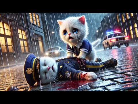 CAT AI! Kitten Pain After Losing Police Father 🐱💔 #cat #cutecat #ai #catlover #catvideos #aicat #