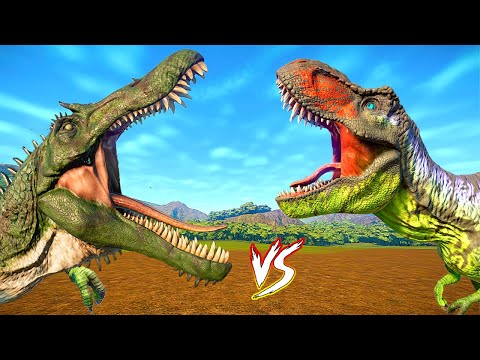 Demon Spinosaurus Vs TREX,Xenoraptor,Carnotaurus Jurassic World Evolution Dinosaurs Fighting