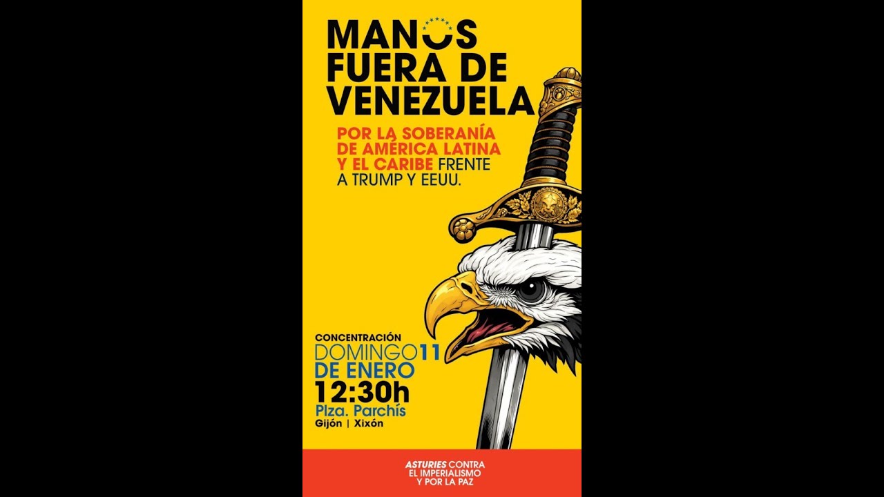 Asturias clama "¡Manos fuera de Venezuela!" en concentración en Gijón contra agresión imperialista