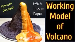 How to make working Model of volcano/Volcano Eruption/DIY Volcano with tissue paper/Kansal Creation