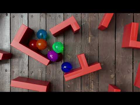 Jelly colorful Pacman falling down in a satisfying path