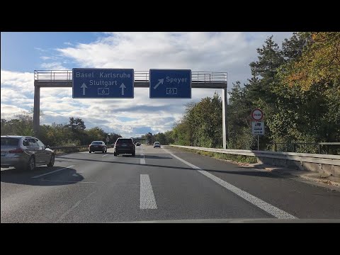 a drive to Technic Museum speyer over highway/Autobahn A6 and A61