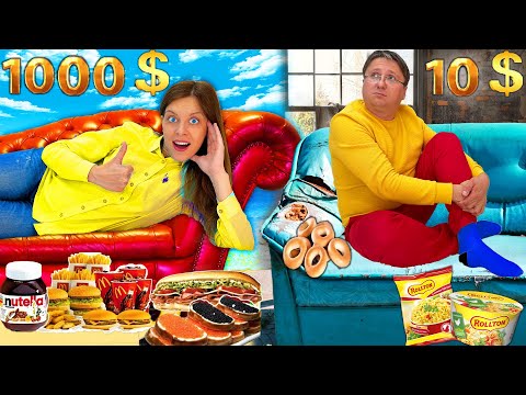 🤑 BOGAT vs SĂRAC ⏰ 24 de ORE pe CANAPEA 🛌 CHALLENGE