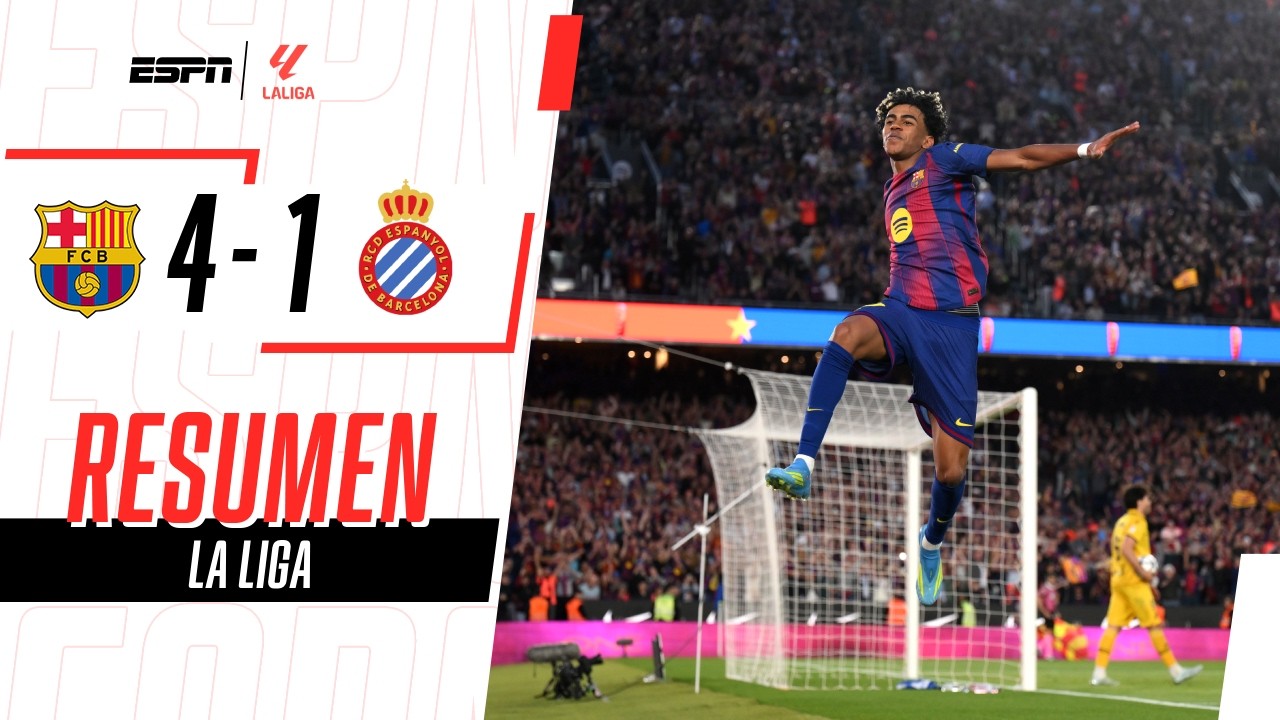 RUMBO AL TÍTULO: BARSA GANÓ EL DERBI Y LE SACA 9 PUNTOS AL MADRID | Barcelona 4-1 Espanyol | RESUMEN
