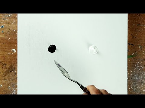 Simple Landscape / Black and White / Pallet Knife / Relaxing Acrylics / Abstract Painting 523