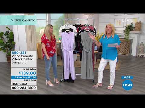 Vince Camuto VNeck Belted Jumpsuit