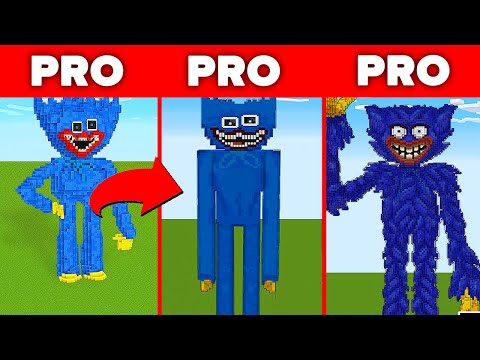 BEST 3 HUGGY WUGGY POPPY PLAYTIME HOUSE BUILD CHALLENGE - NOOB vs PRO vs HACKER vs GOD