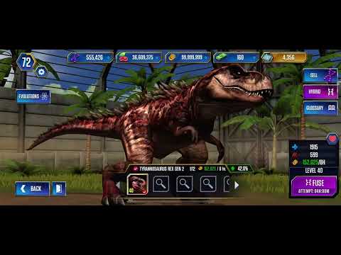 Getting my legendary Tyrannosaurus Rex gen 2 to max level 40 and playing PvP battle JWTG