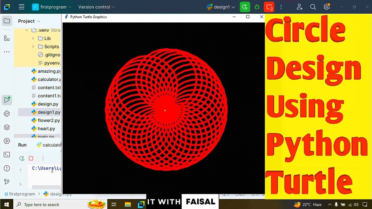 Circle Design Using Python Turtle Graphics | Easy Python Coding Drawing Art For Beginners