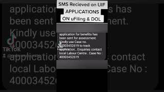 SMS Recieved on New UIF APPLICATIONS ON uFiling & DOL