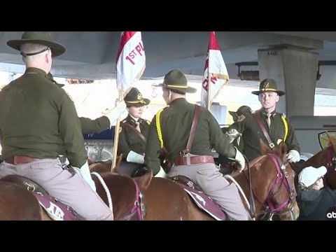 Texas A&M Parsons Mounted Cavalry prepare for Western Heritage Parade and Cattle Drive