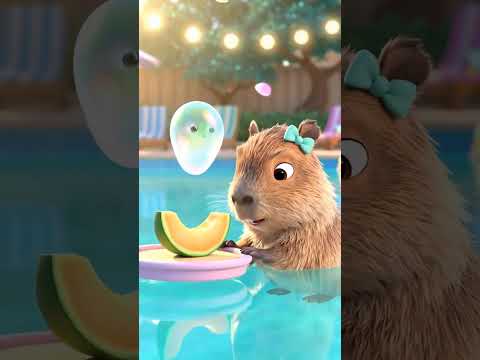 Who Bit My Melon? Baby Capy vs Bubble Ghost #Cute #Capybara #Shorts