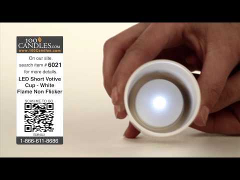 Battery Operated LED Short Votive Cup - White Flame Non Flicker