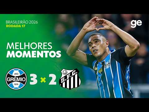 Gols e lances de Grêmio x Santos