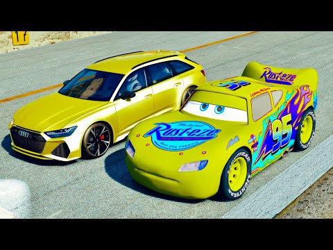 Lightning McQueen Yellow Edition vs Audi RS6 at Desert Drag Race