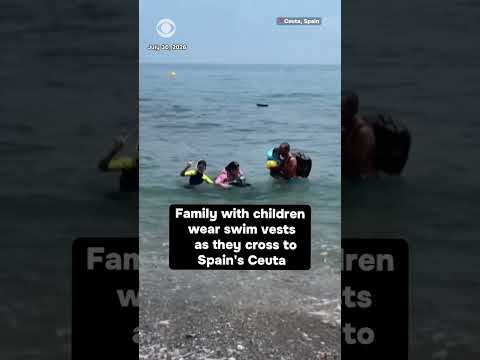 Family with children appears to cross into Spain’s Ceuta territory #shorts