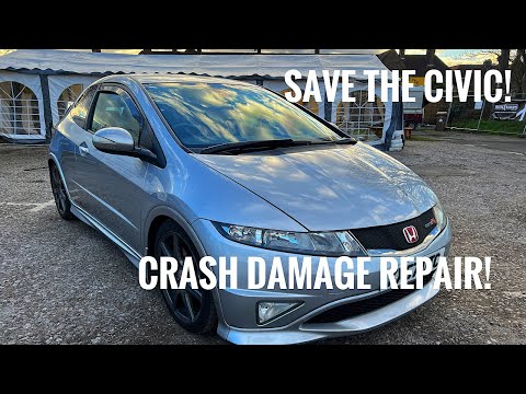 REPAIRING A CRASH DAMAGED HONDA CIVIC FN2! *FRONT END REPAIR*