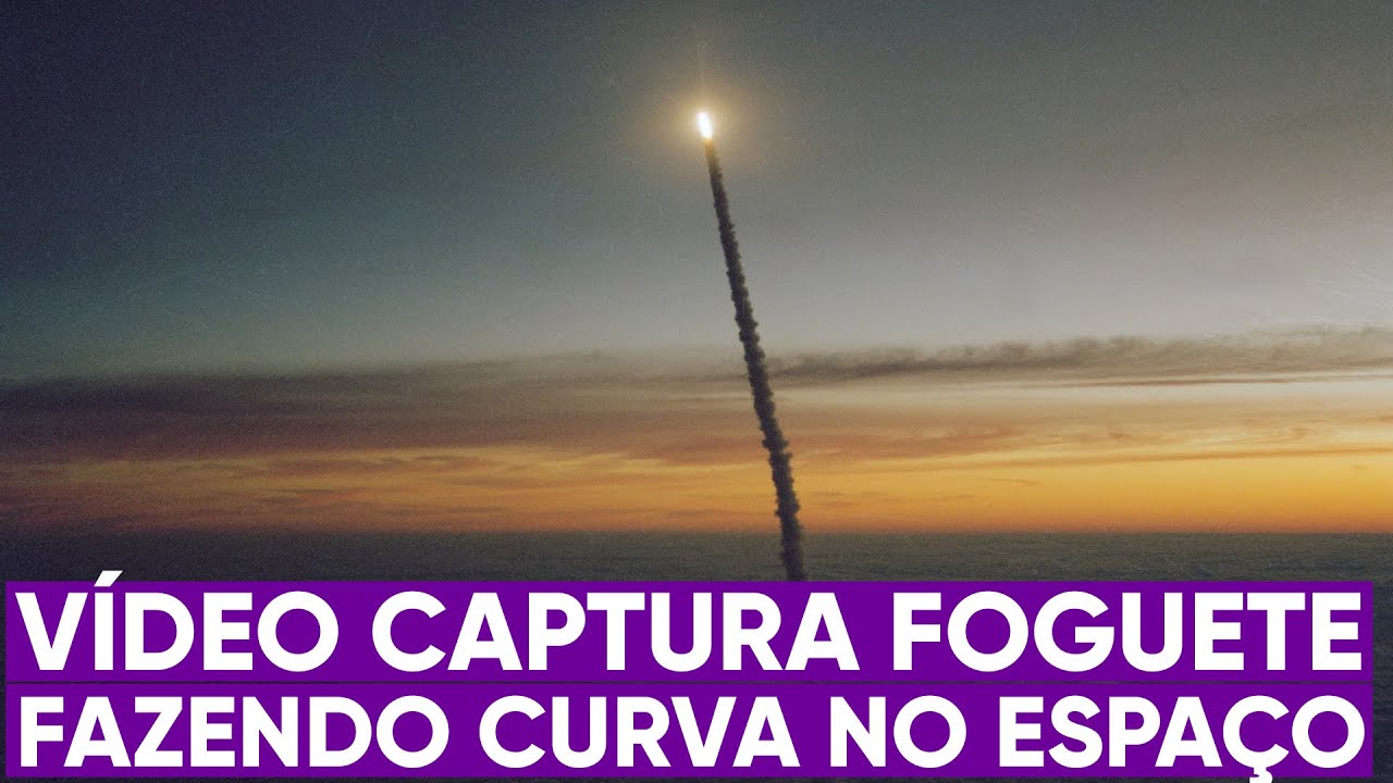 O vídeo real de um foguete fazendo curva no espaço