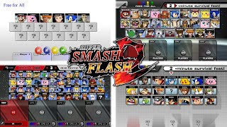 Super Smash Flash 2: Evolution of characters selection screen v0.1 to Beta 1.3