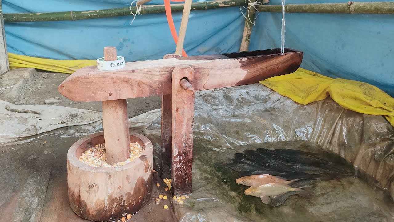 water powered pounder corn mill live