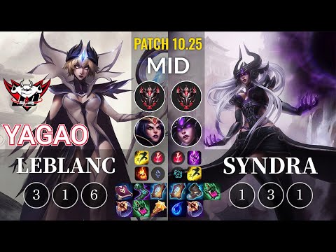 JDG Yagao LeBlanc vs Syndra Mid - KR Patch 10.25