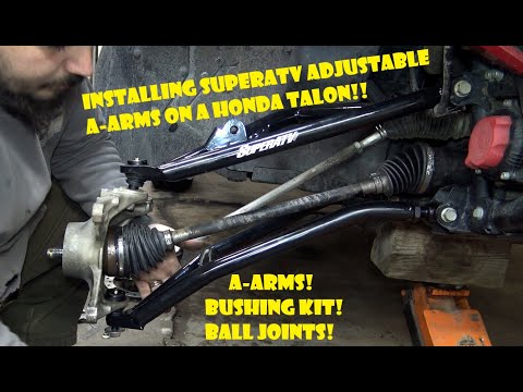 Installing SuperATV A-Arms, Comparing To Stock A-Arms and Installing Bushing Kit On A Honda Talon!!