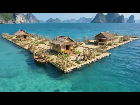 The courageous couple left civilization spent 2 years build a bamboo island floating in the sea.