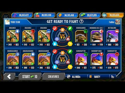 DRACOREX vs I-REX GEN 2 - HERBIVORES PVP SUPER MODs 999+ (The end) - JURASSIC WORLD THE GAME