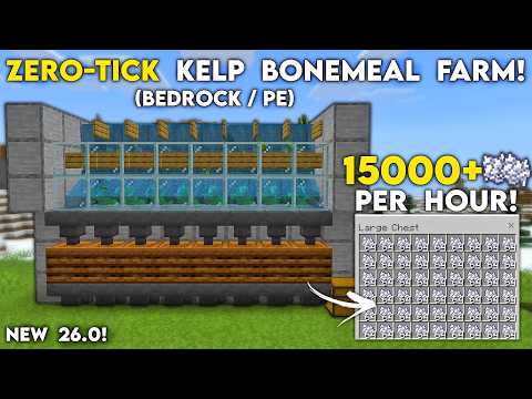 NEW ZERO-TICK KELP BONEMEAL FARM in Minecraft 26.0 Bedrock! (15000/H!)
