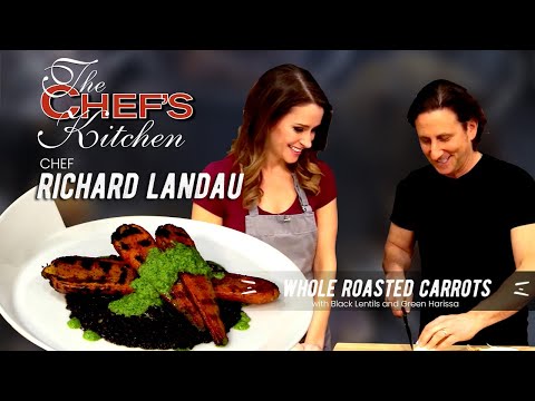 Whole Roasted Carrots with Black Lentils & Green Harissa | Chef Richard Landau