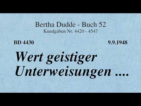 BD 4430 - WERT GEISTIGER UNTERWEISUNGEN ....