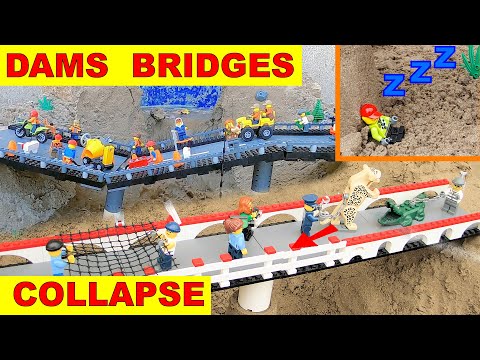 LEGO DAM Breach BRIDGES with REAL Water effects - 3 COLLAPSED DAMS - Movie DISASTERS 3