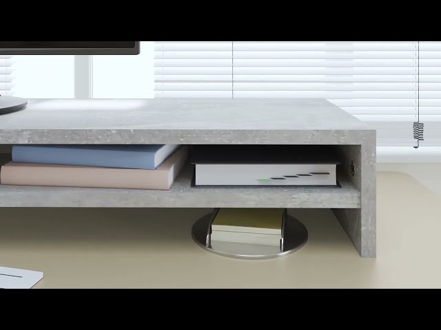 vidaXL Sperrholz-Schreibtisch Betongrau 90x40x72 cm video
