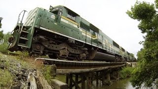 preview picture of video 'HBR 5009 West, Three EMD SD50s, an Ultra-wide View on 6-1-2013'