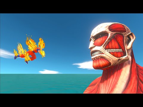 Pass lava stairs and fight colossal titan Animal Revolt Battle Simulator