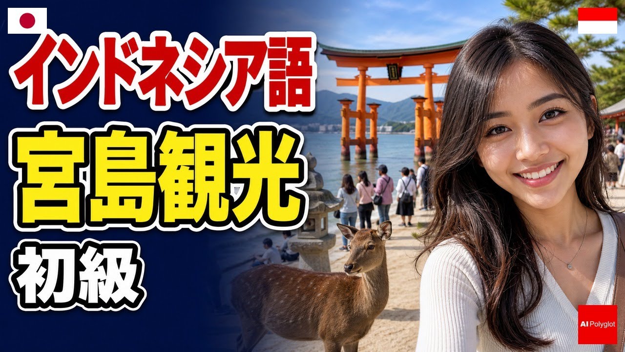 インドネシア語 宮島観光 初級 | 初心者 | 聞き流し | 作業用 | ネイティブ | 日常会話 | チケット購入 | 観光地 | 旅行会話 episode artwork