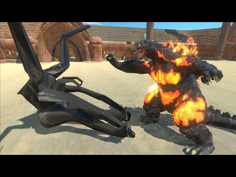 MUTO FEMALE VS GODZILLA BURNING AT THE ARENA WHO WILL WIN - Animal Revolt Battle Simulator