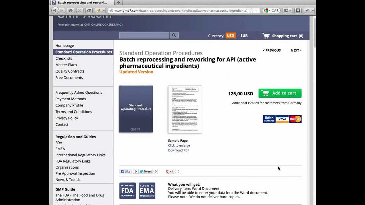 Batch reprocessing and reworking for API (active pharmaceutical ingredients) - GMP SOP