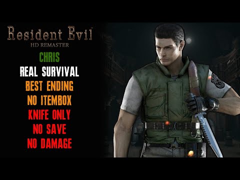 [Resident Evil HD Remaster] Chris, Knife Only, Real Survival, Best Ending, No Save, No Damage