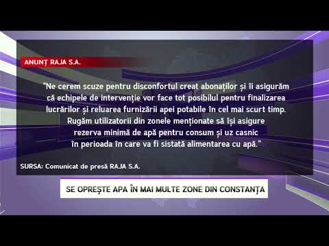 Se opreşte apa în mai multe zone din Constanţa LITORAL TV