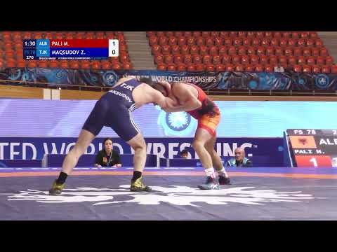BRONZE FS - 78 kg: M. PALI (ALB) v. Z. MAQSUDOV (TJK)