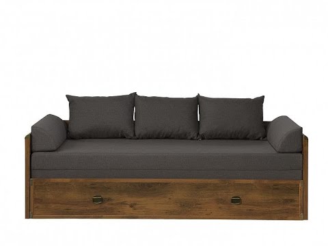 Rozkládací postel s matracemi a polštáři TETRIX, dub wotan/ béžová