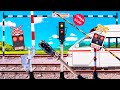 Railroad Crossing Eager To Raise The Dropped Barrier