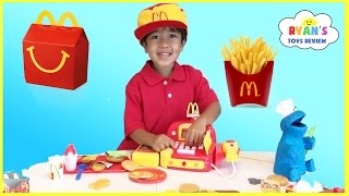 McDonald&#39;s Happy Meal Toy Pretend Play Food! Cash Register Hamburger Maker French Fries Shake