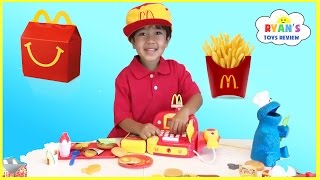 McDonald&#39;s Happy Meal Toy Pretend Play Food! Cash Register Hamburger Maker French Fries Shake