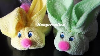 CONEJITOS DE TOALLA FACIAL- face cloth animals DIY / Ronycreativa